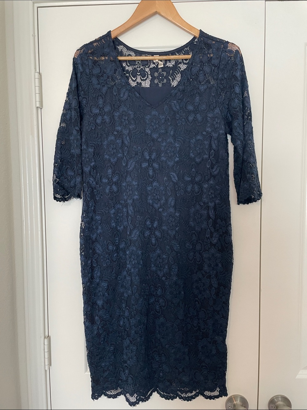 Hello Miz L Navy Lace Sheath Dress - Classic Women's Dress
